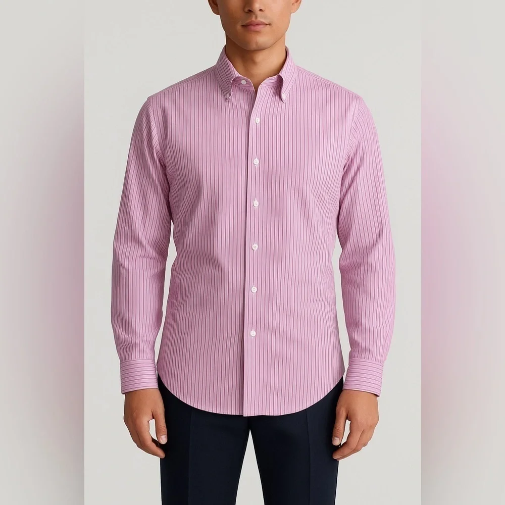 Polo Ralph Lauren Dress Shirt Mens Sz 17 34/35 Regent Classic Fit Pink Striped